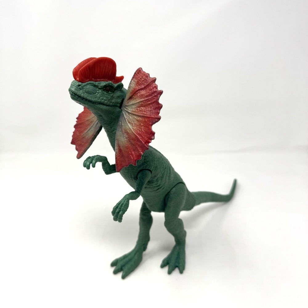 Mattel Jurassic World Dilophosaurus Action Figure Green Red Frill Dinosaur Toy